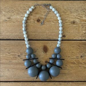 Anthropologie Charcoal and Cream Statement Necklace